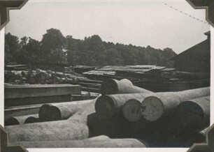 Fa. H. Fuchs Söhne, Holzhandlung im Rheinhafen. Holzlagerplatz