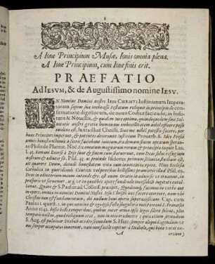 Præfatio Ad Iesum, & de Augustissimo nomine Jesu.
