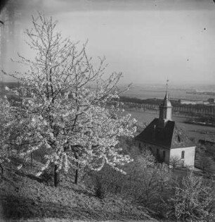 Weinbergkirche Pillnitz : Dresden-Pillnitz. Blick vom Pillnitzer Elbhang über die Weinbergkirche