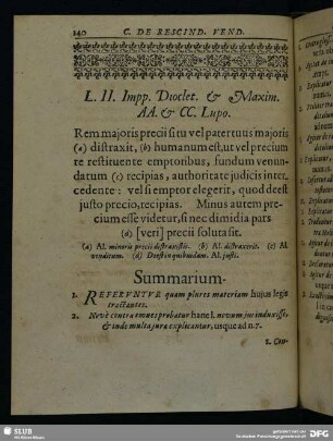 Prima Pars Legis Secundae Cod. de Rescindenda Venditione