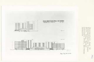 Kindzentriertes Wohnen, Berlin-Schmargendorf (Diplomarbeit bei Werner Düttmann): Schnitte 1:200