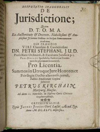 Disputatio Inauguralis De Iurisdictione