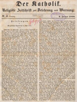 1-3 Zeitfragen : I. Die politische Tagespresse im Jahr 1847