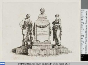 Büste des Hippocrates mit Äskulap zu seiner Rechten und Hygieia zu seiner Linken