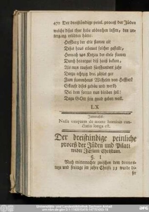 LX Der dreistündeige peinliche proceß der Jüden und Pilati weider Jesum Christum.
