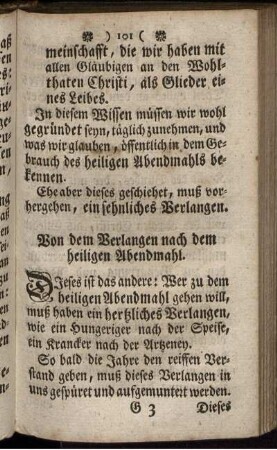 Von dem Verlangen nach dem heiligen Abendmahl