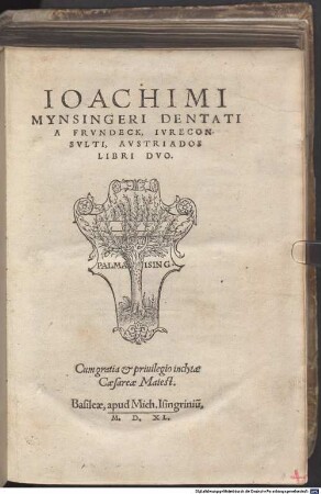 Ioachimi Mynsingeri Dentati A Frvndeck, Ivreconsvlti, Avstriados Libri Dvo