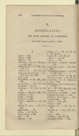 X. Nomenclature des noms propres de personnes Employés dans le septième cahier