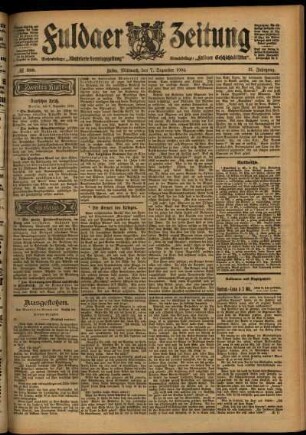 Zweite Ausgabe vom Mittwoch, den 07. Dezember 1904.