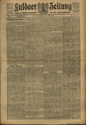 Erste Ausgabe vom Mittwoch, den 08. März 1911.