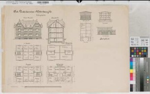 Borgholz (Borgentreich) Post-Unterbeamtenwohnhaus Grundrisse, Ansicht, Schnitt, Nebengebäude vor 1914 1 : 100 52 x 76 Druck: Bogdan Gisevius, Berlin Oberpostdirektion Münster