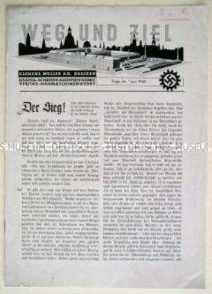 Betriebszeitung der Clemens Müller A.G. Dresden "Weg und Ziel"