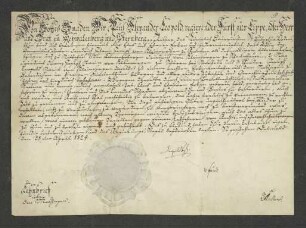 1824 Apr. 28. Fürstl. lipp. Lehnsbrief f. d. Kleinsorgen über den Moshagen.