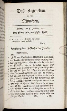 Das sieben und zwanzigste Stück. Montags, den 5. Heumonat 1756.
