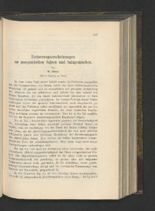 Erstarrungserscheinungen an anorganischen Salzen und Salzgemischen.