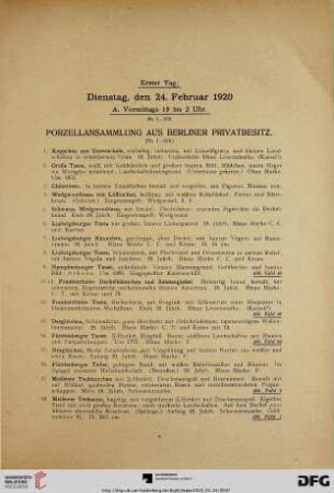 Porzellansammlung aus Berliner Privatbesitz (Nr. 1-216)