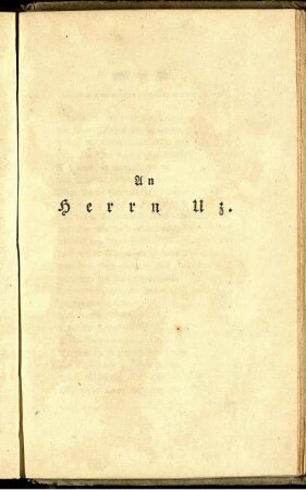 An Herrn Uz.