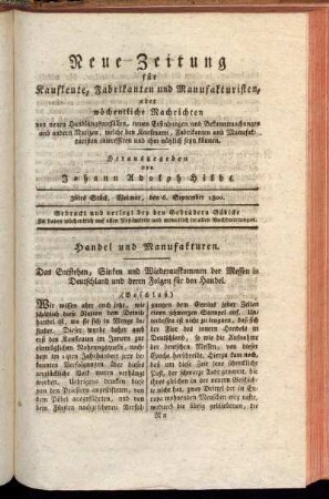 36tes Stück. Weimar, den 6. September 1800.