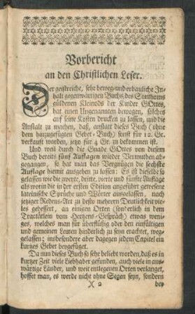 Vorbericht an den Christlichen Leser