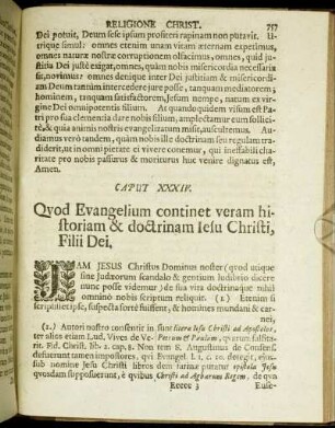 Caput XXXIV. Quod Evangelium continet veram historiam & doctrinam Iesu Christi, Filii Dei.