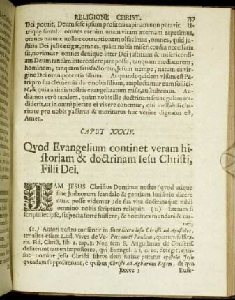 Caput XXXIV. Quod Evangelium continet veram historiam & doctrinam Iesu Christi, Filii Dei.