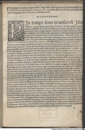 Formulario di epistole volgare : mit Widmungsvorrede an Ercole I. d'Este, Herzog von Ferrara