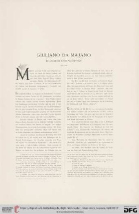 Giuliano da Majano, Bildhauer und Architekt