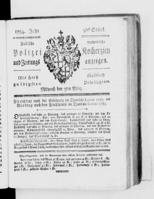 9tes Stück., Ausgabe vom 3. März 1784