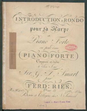 Introduction & Rondo pour La Harpe et Piano Forte ou pour deux Piano Forte : Oeuv: 57