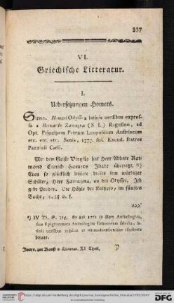 VI. Griechische Litteratur