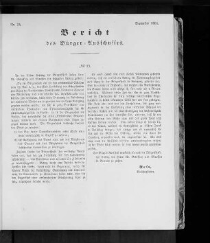 Nr. 23 Bericht des Bürger-Ausschusses. September 1861