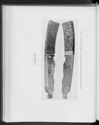 Tafel 39 (19, 260) Messer mit Walrosszahnschnitzerei. Norwegen um 1200. L.: 21,8 cm