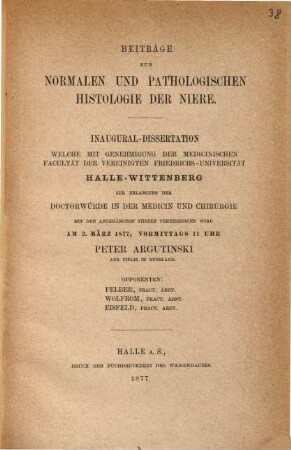Beiträge zur normalen und pathologischen Histologie der Niere