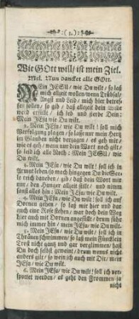 Wie GOtt will / ist mein Ziel
