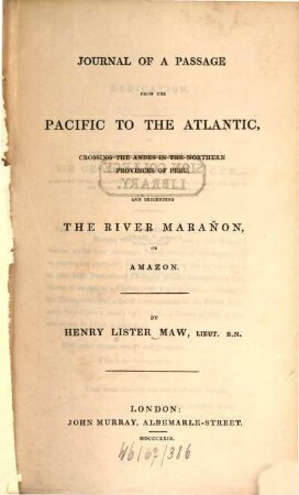 Journal of a Passage from the Pacific to the Atlantic