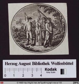 Bauern in Begleitung einer Frau