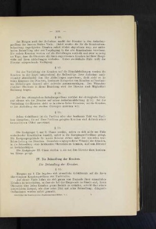 IV. Die Behandlung der Kranken.