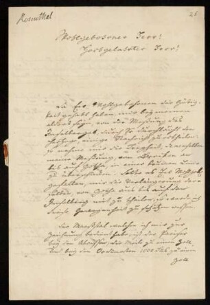 Nr. 26 Brief von Gottfried Erich Rosenthal an Ludwig Christian Lichtenberg. Nordhausen, 10.9.1780