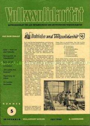 Mitteilungsblatt für Funktionäre der Volkssolidarität u.a. zur Berufsausbildung