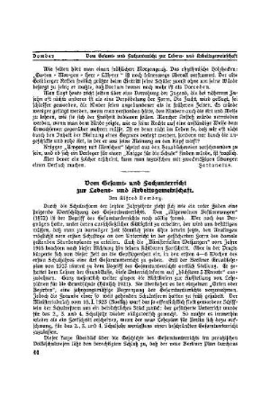 Vom Gesamt= und Fachunterricht zur Lebens= und Arbeitsgemeinschaft