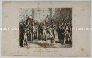 Napoleons Abdankung in Fontainbleau (linke Bildtafel aus einem unbekannten Buch)