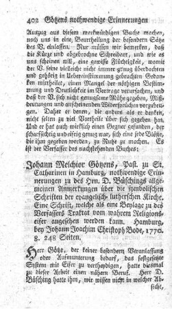 Nothwendige Erinnerungen zu des Hrn. D. Büschings allgemeinen Anmerkungen über die symbolischen Schriften der evangelisch-lutherschen Kirche.