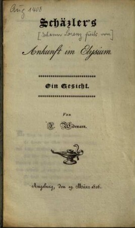 Schäzler's Ankunft im Elysium : Ein Gesicht
