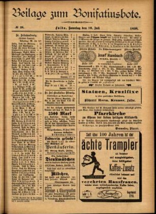 Zweite Ausgabe vom Sonntag, den 10. Juli 1898.