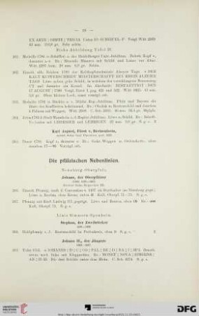 Die pfälzischen Nebenlinien (Nr. 266-413)
