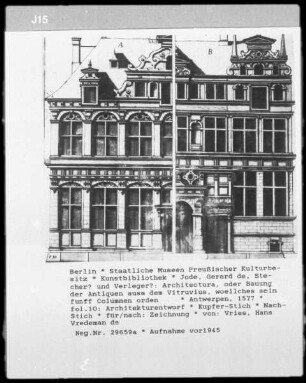 Architectura, oder Bauung der Antiquen auss dem Vitruvius, woellches sein funff Colummen orden ... — fol.10: Architekturentwurf