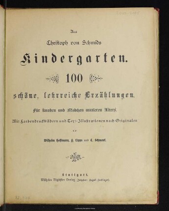 Kindergarten : 100 schöne, lehrreiche Erzählungen : für Knaben und Mädchen mittleren Alters