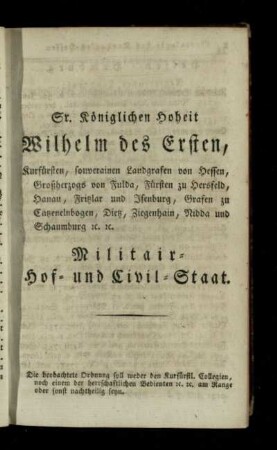 Militair- Hof- und Civil-Staat