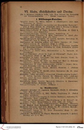 VI. Klubs, Gesellschaften und Vereine.
