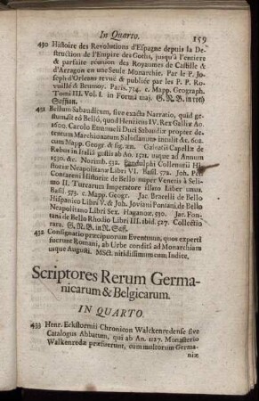 Scriptores Rerum Germanicarum & Belgicarum. In Quarto.